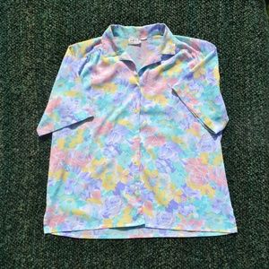 vintage floral button down top